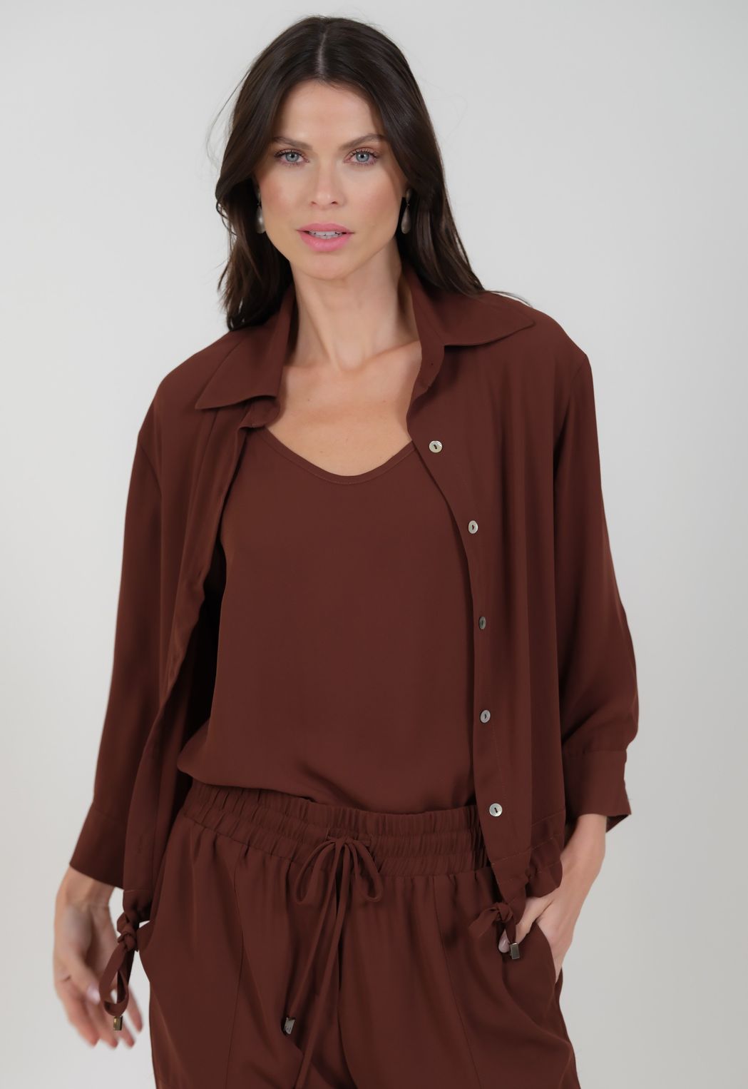 Twin Set Crepe Marrom Gabriela