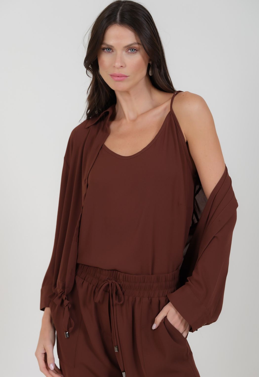 Twin Set Crepe Marrom Gabriela