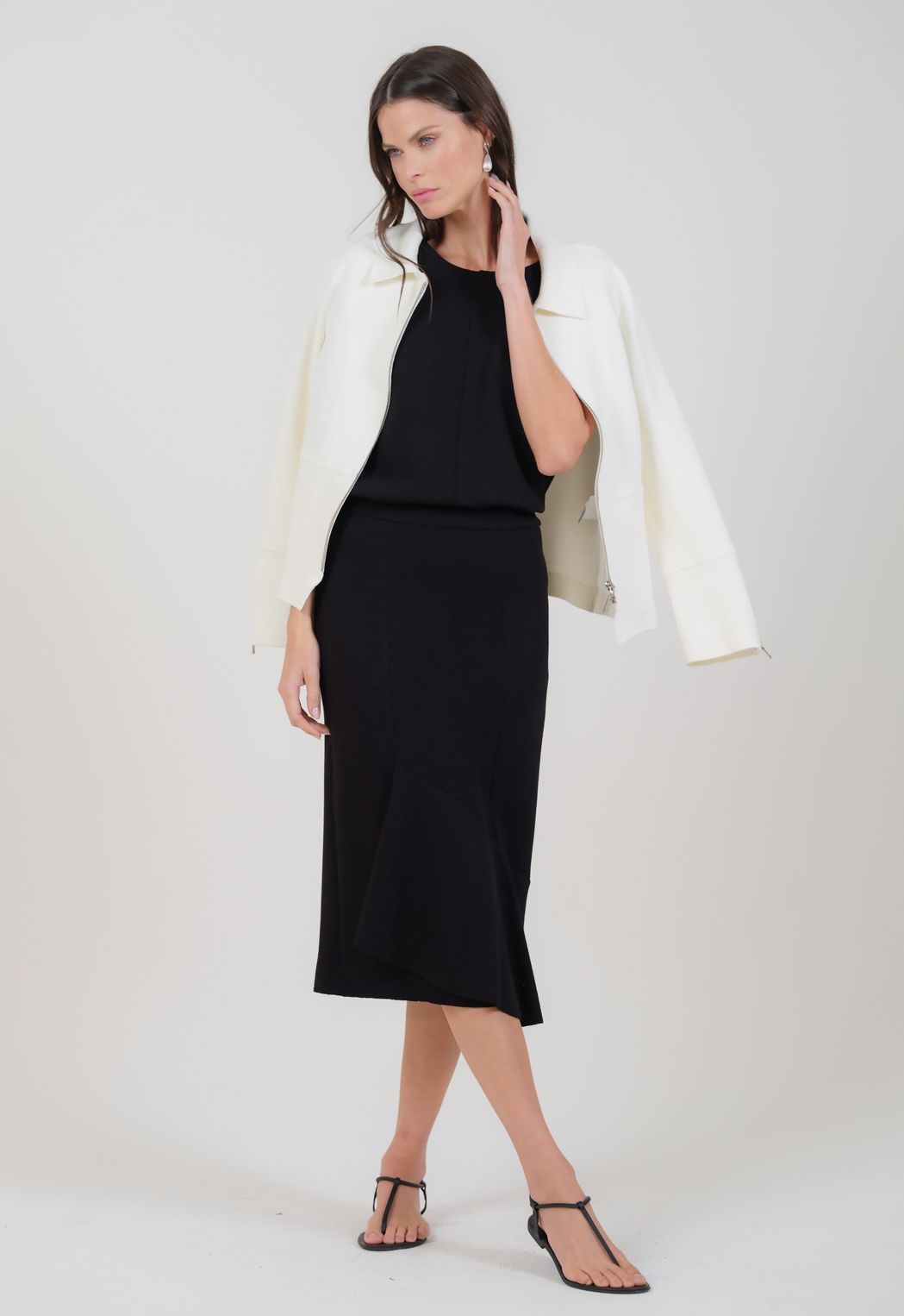 Saia Midi Boucle Preto Marisa