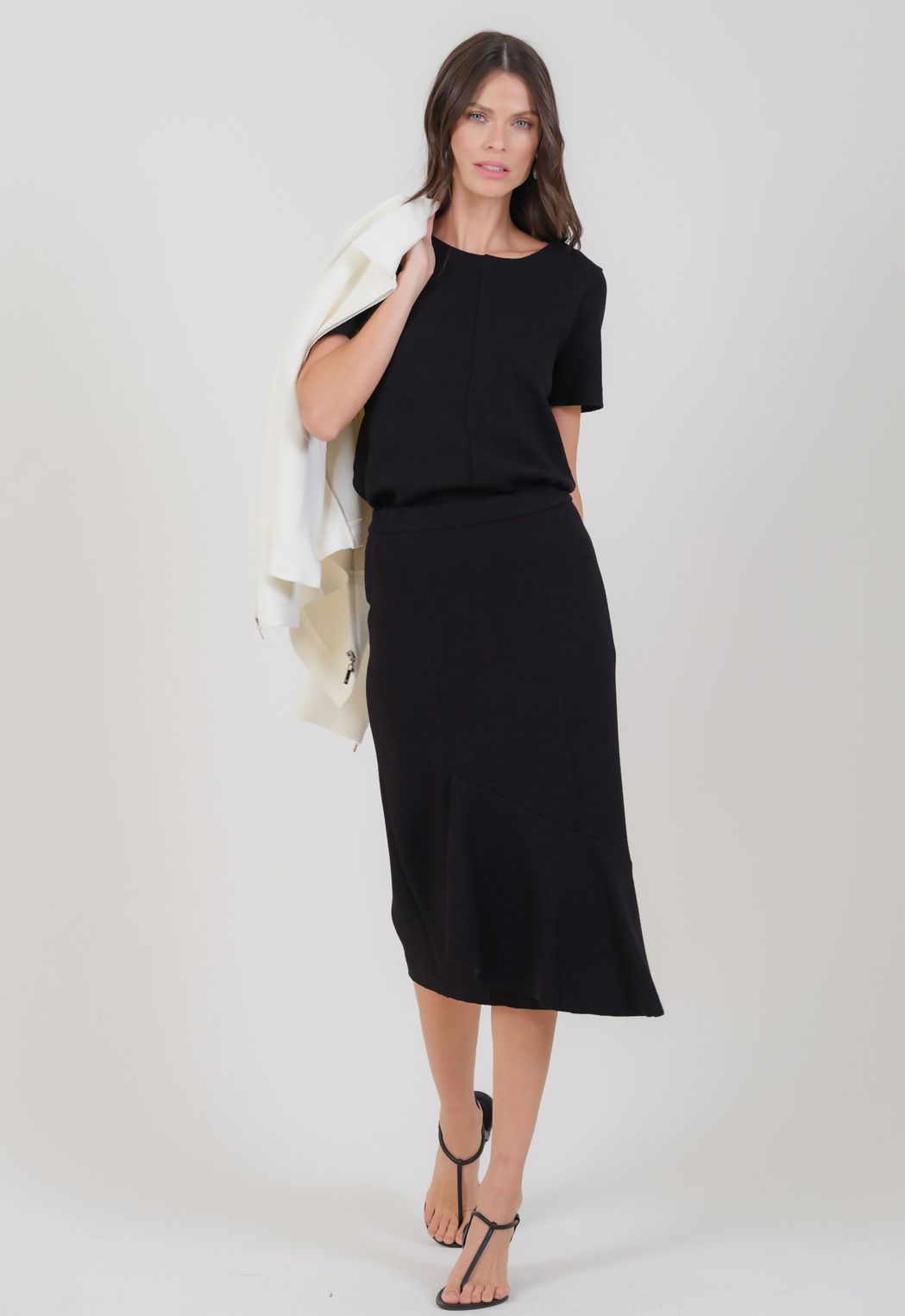Saia Midi Boucle Preto Marisa