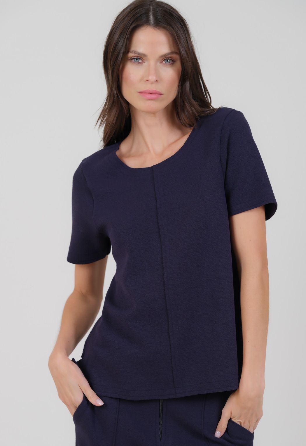 Camiseta Boucle Marinho Marisa