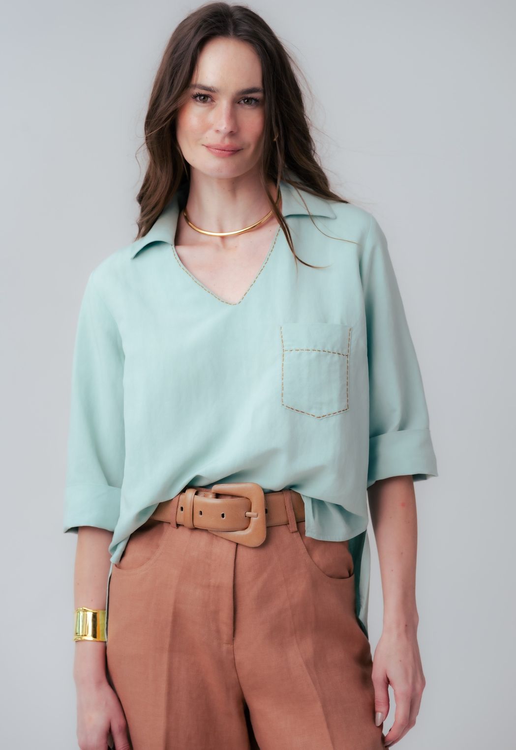 Blusa Linho Verde Marilia