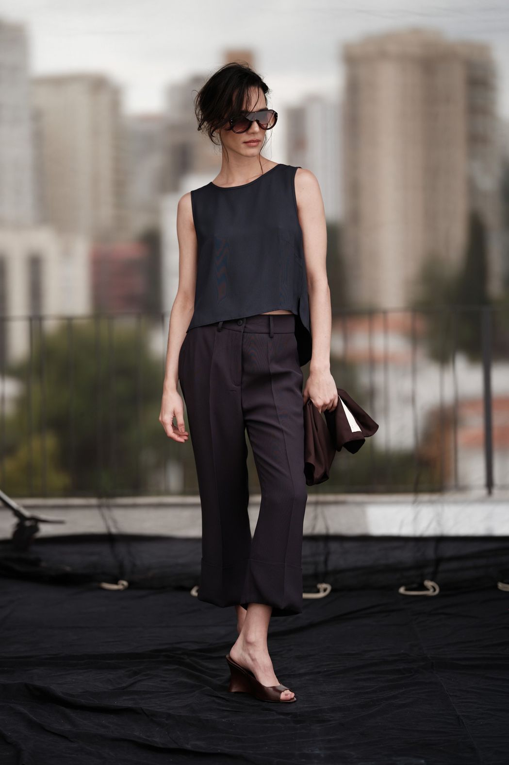 Calça Cropped Crepe Patou Roberta Marinho