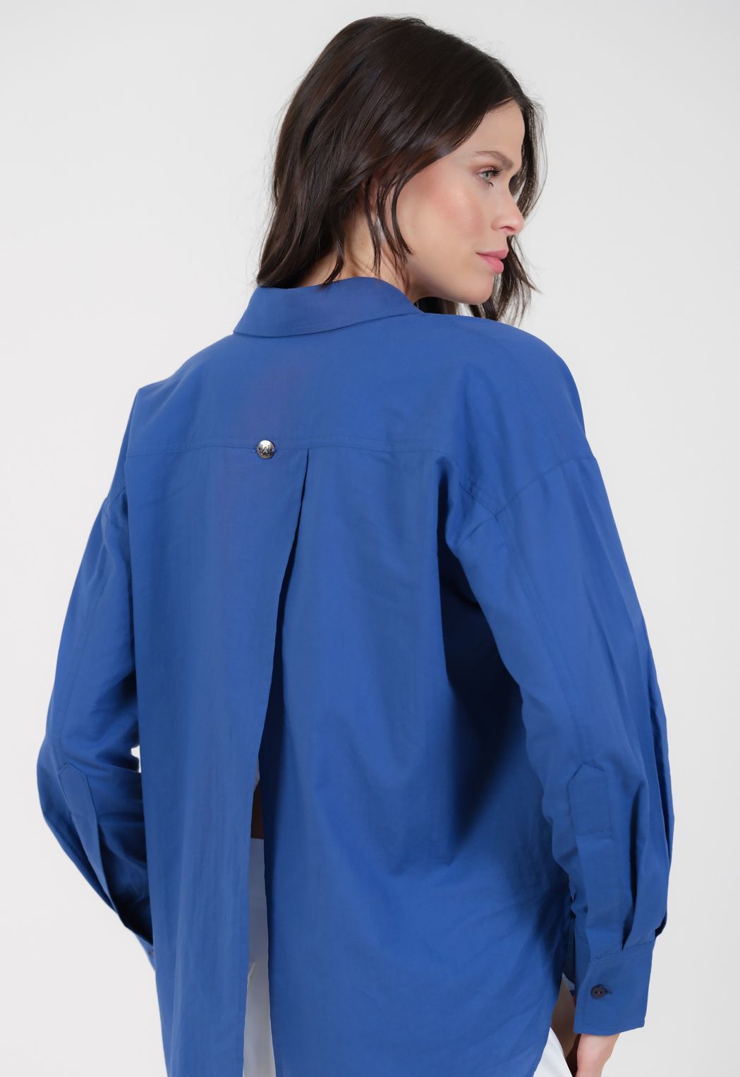 Camisa em Tricoline Azul Sandra