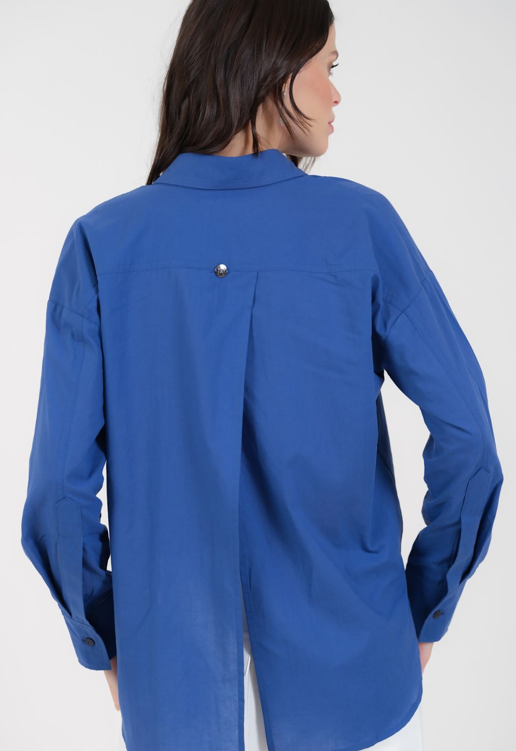 Camisa em Tricoline Azul Sandra