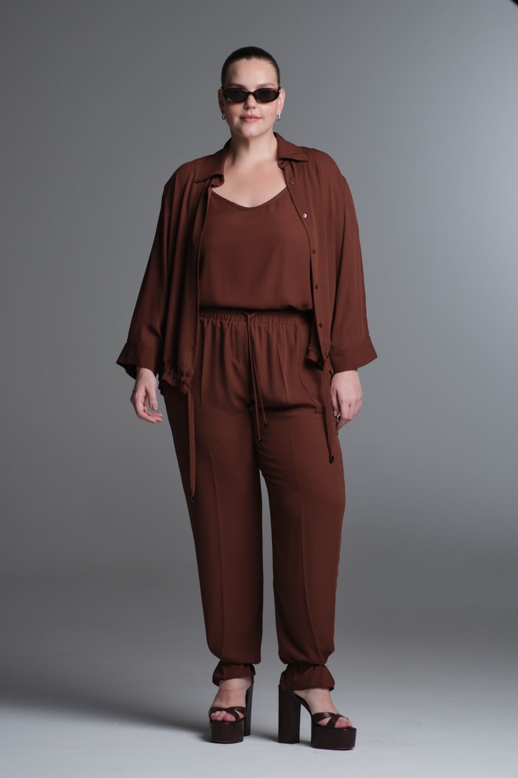 Calça Crepe Marrom Gabriela
