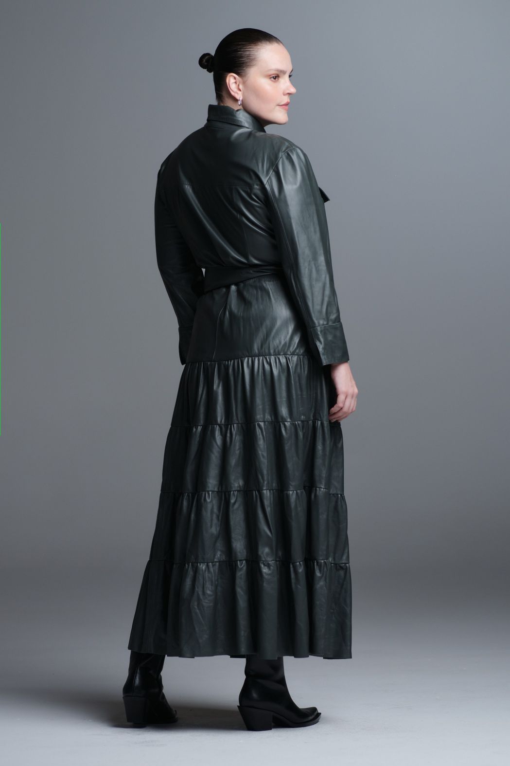 Vestido Pelica Longo Camadas Verde Lavinia
