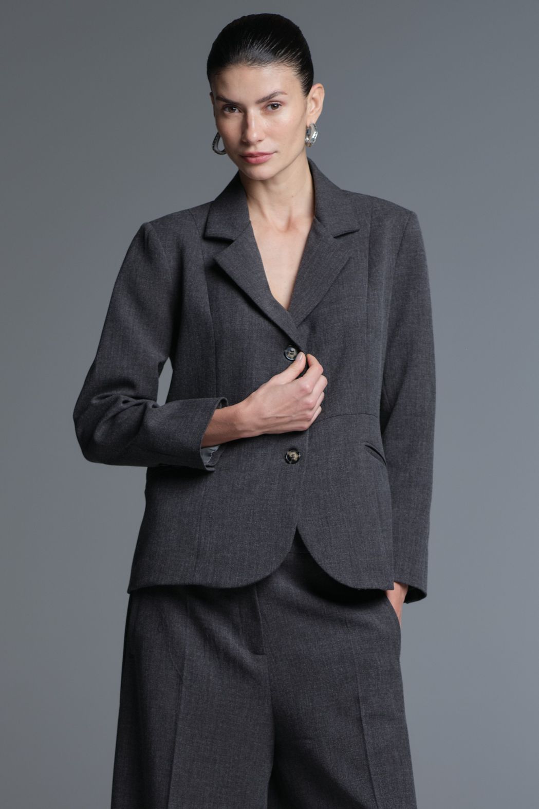 Blazer Alfaiataria Chumbo Mescla Nina CB