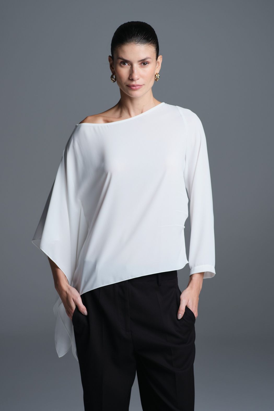 Blusa Crepe Ampla Off White Leticia