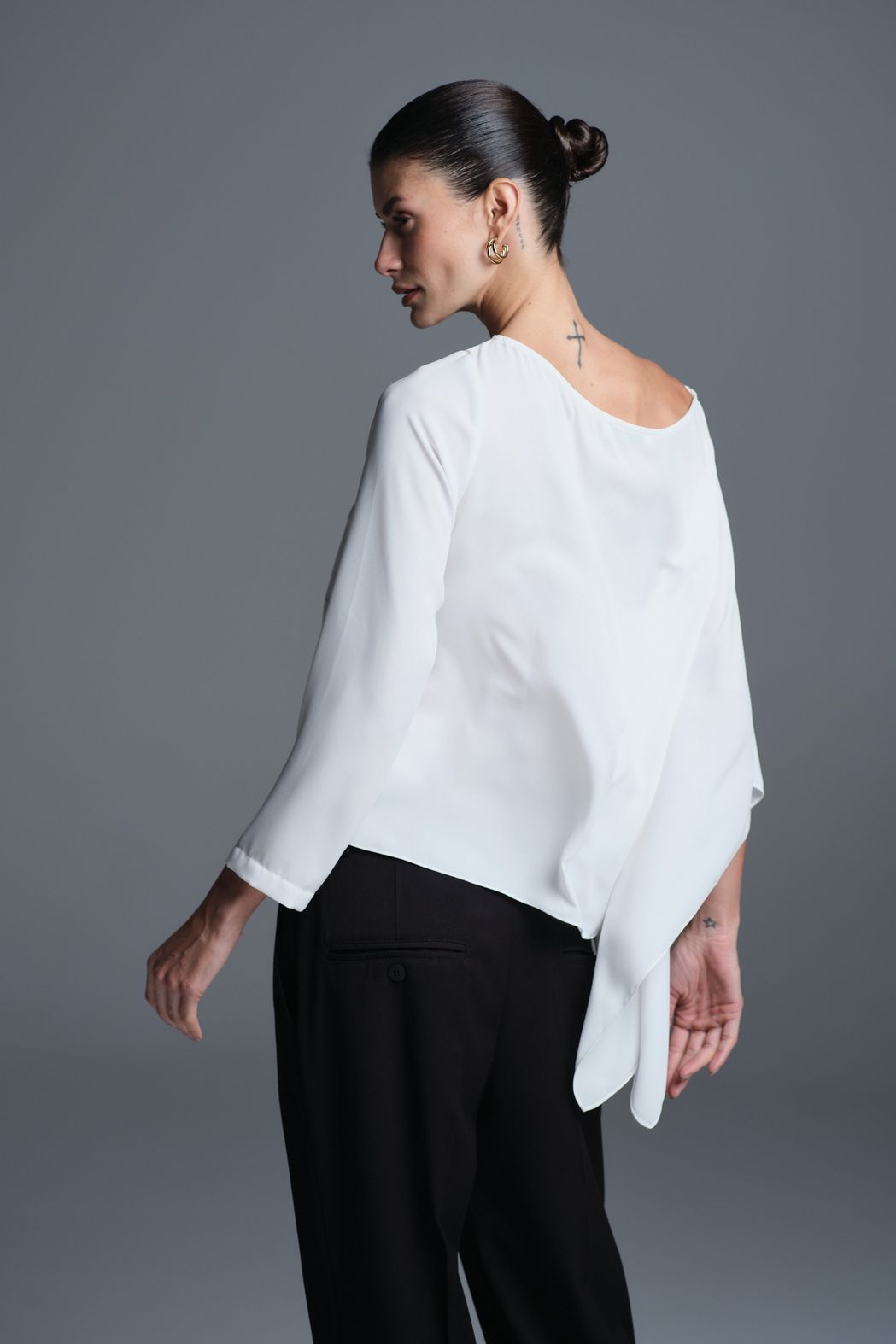 Blusa Crepe Ampla Off White Leticia