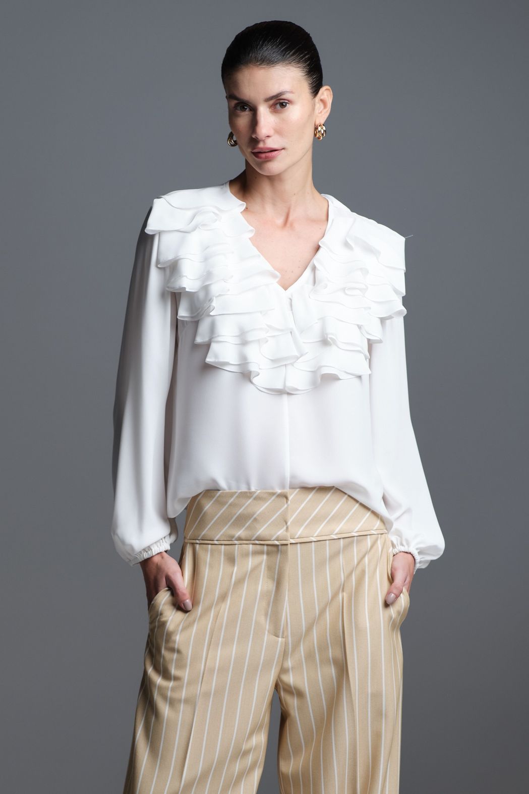 Blusa Crepe Off White Maria