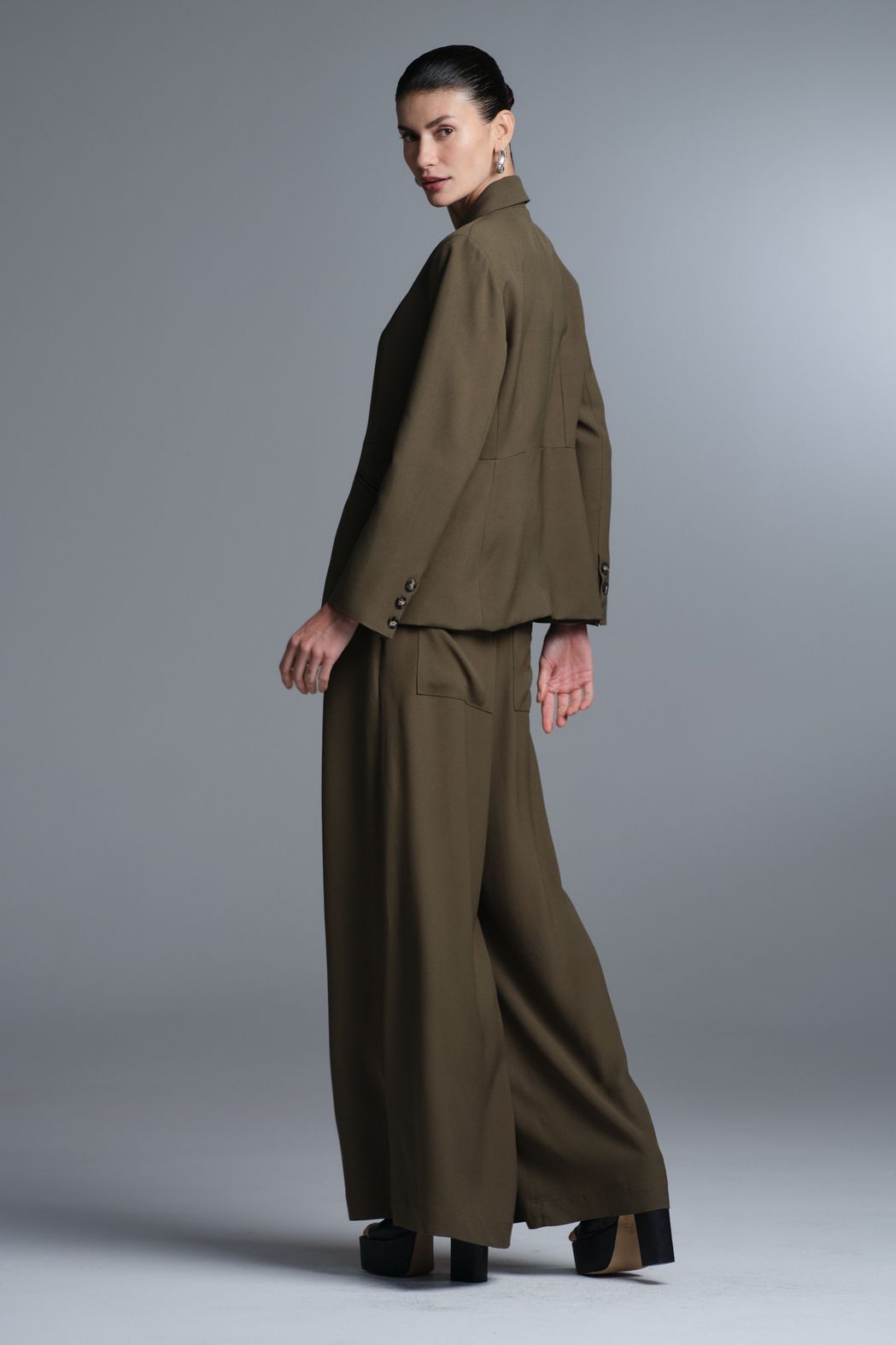 Calça Crepe Ampla Verde Otavia