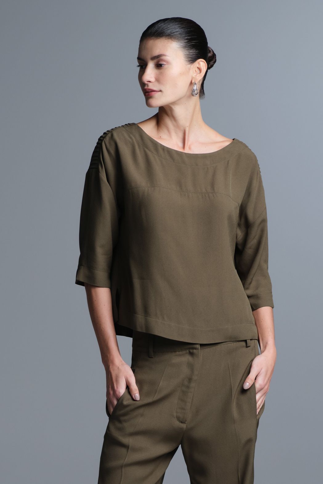 Blusa Crepe Verde Otavia