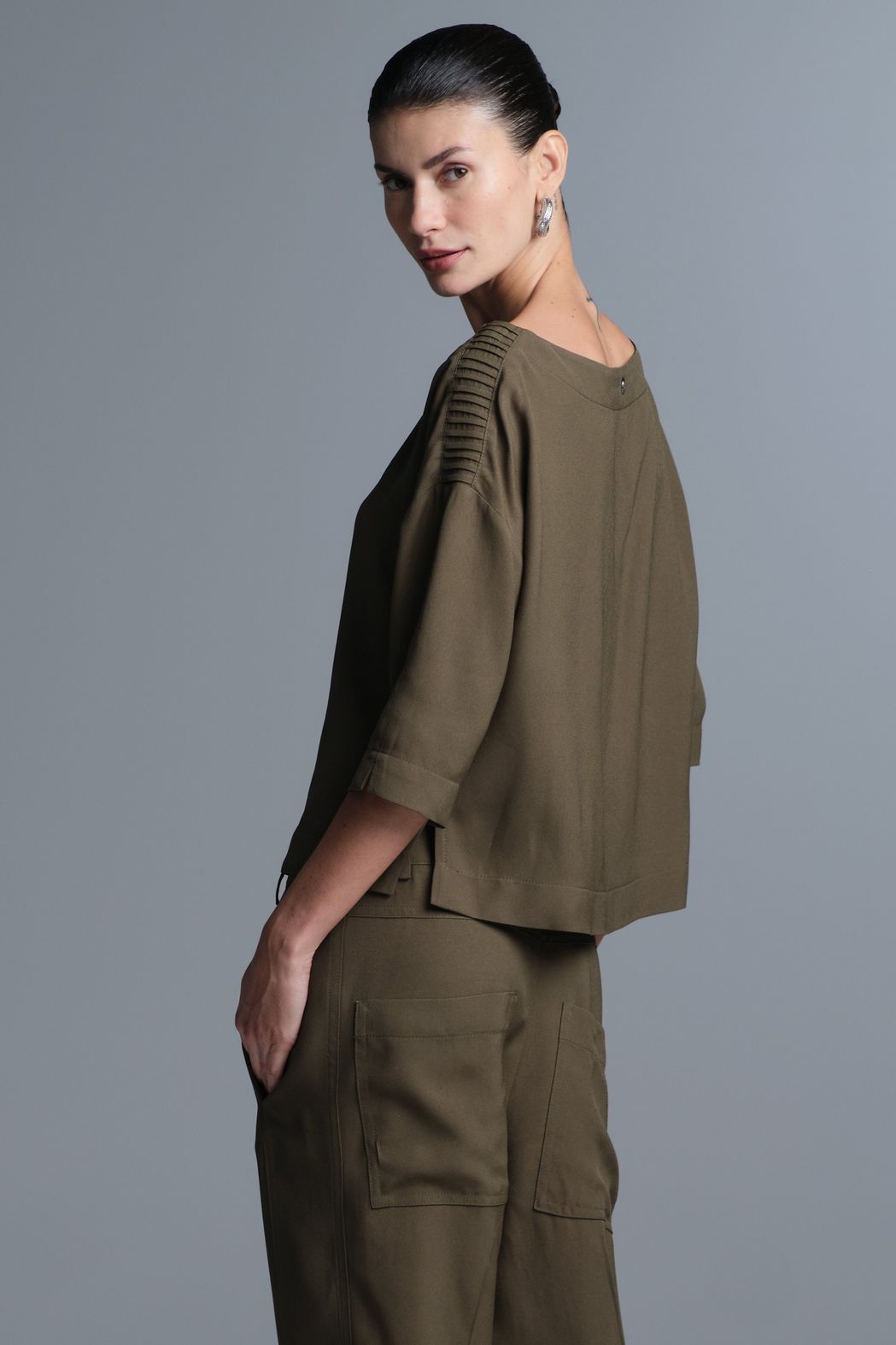 Blusa Crepe Verde Otavia