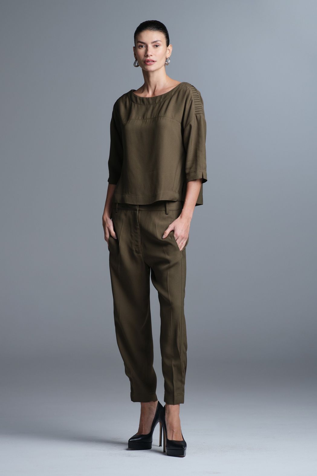 Blusa Crepe Verde Otavia