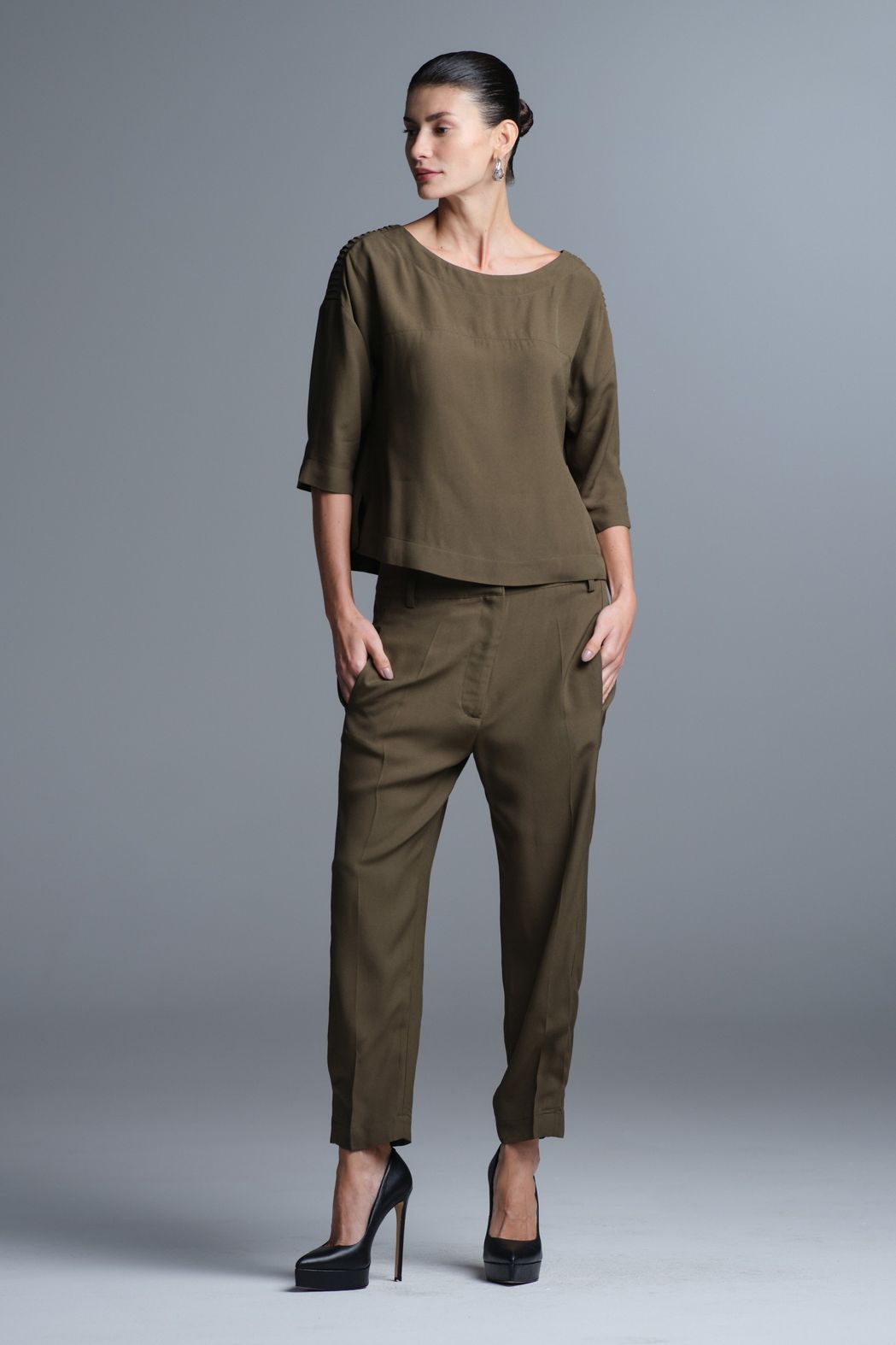 Blusa Crepe Verde Otavia