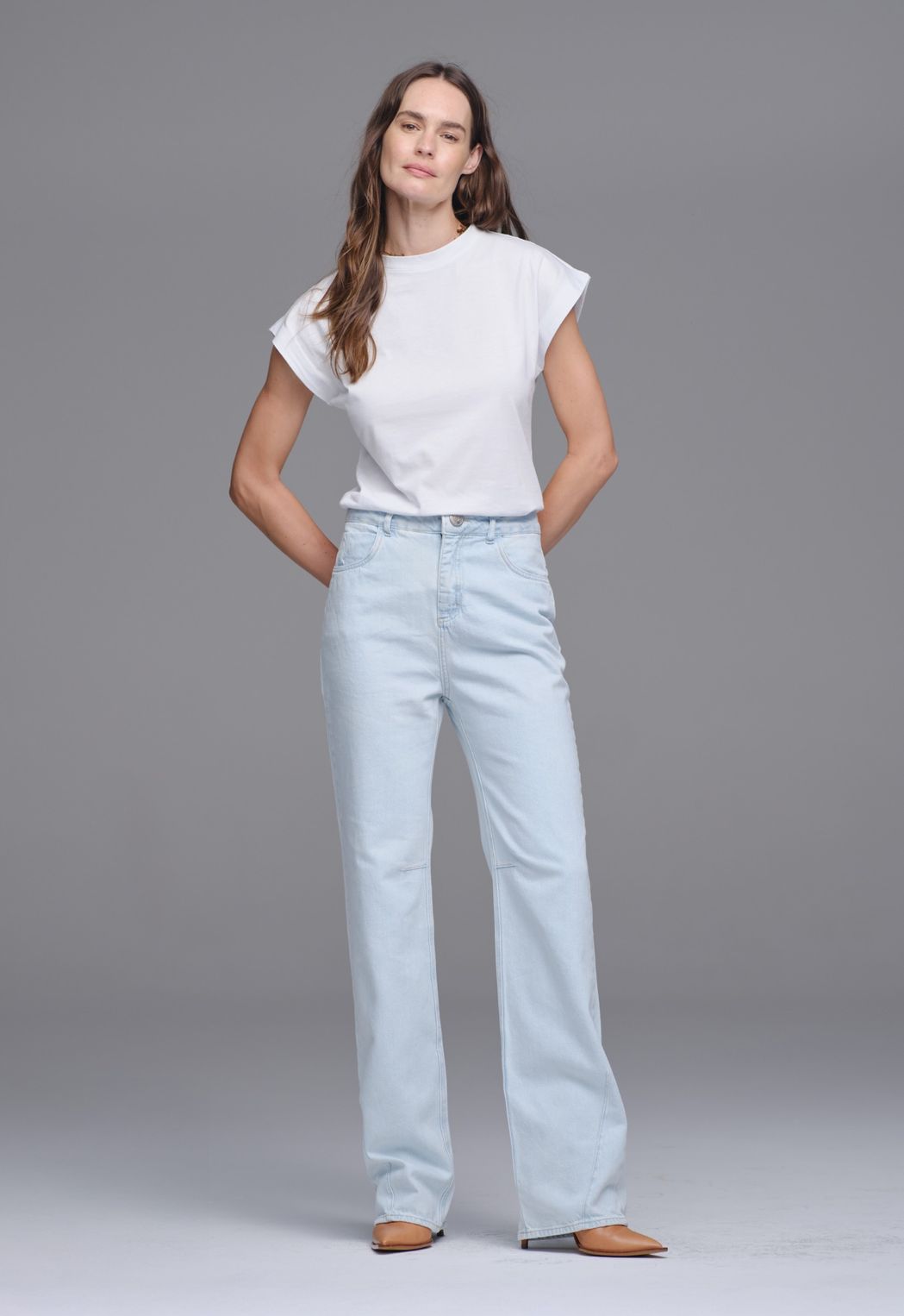 Calça Reta Jeans Claro Mirian 