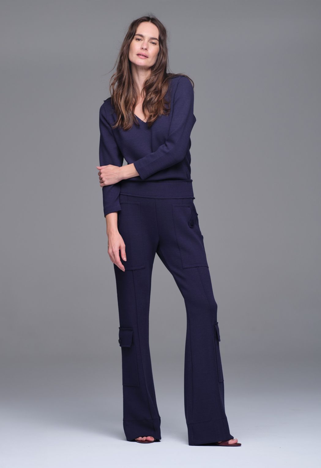 Blusa  Boucle Decote V Marinho Lilly