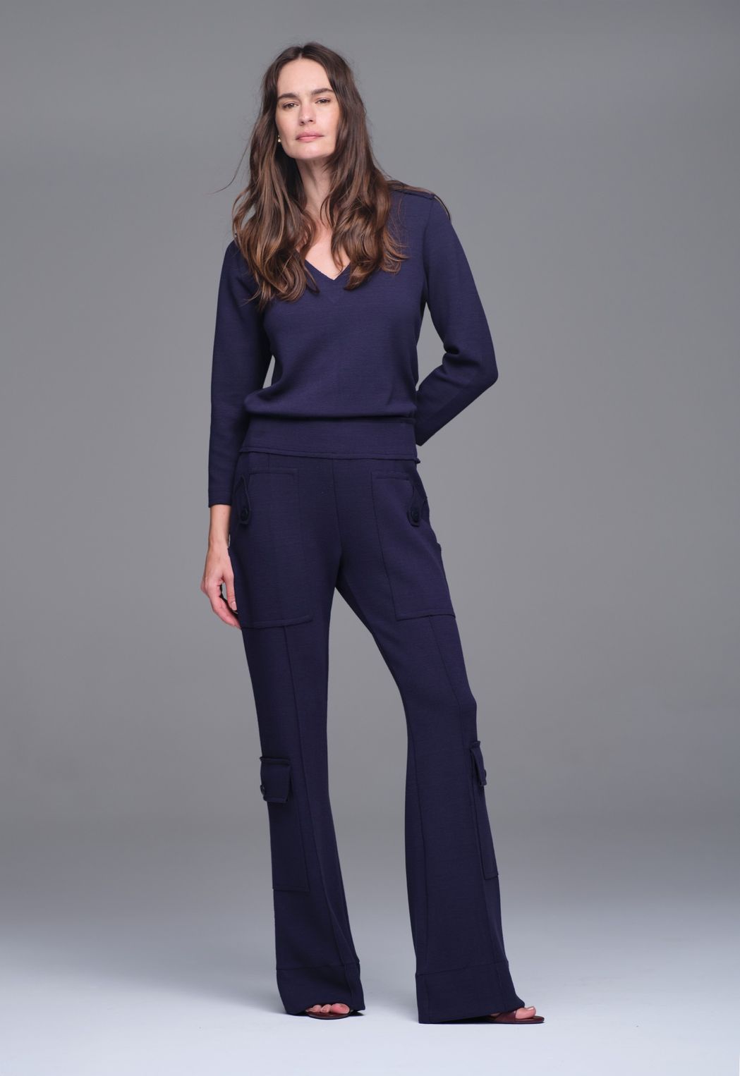 Blusa  Boucle Decote V Marinho Lilly