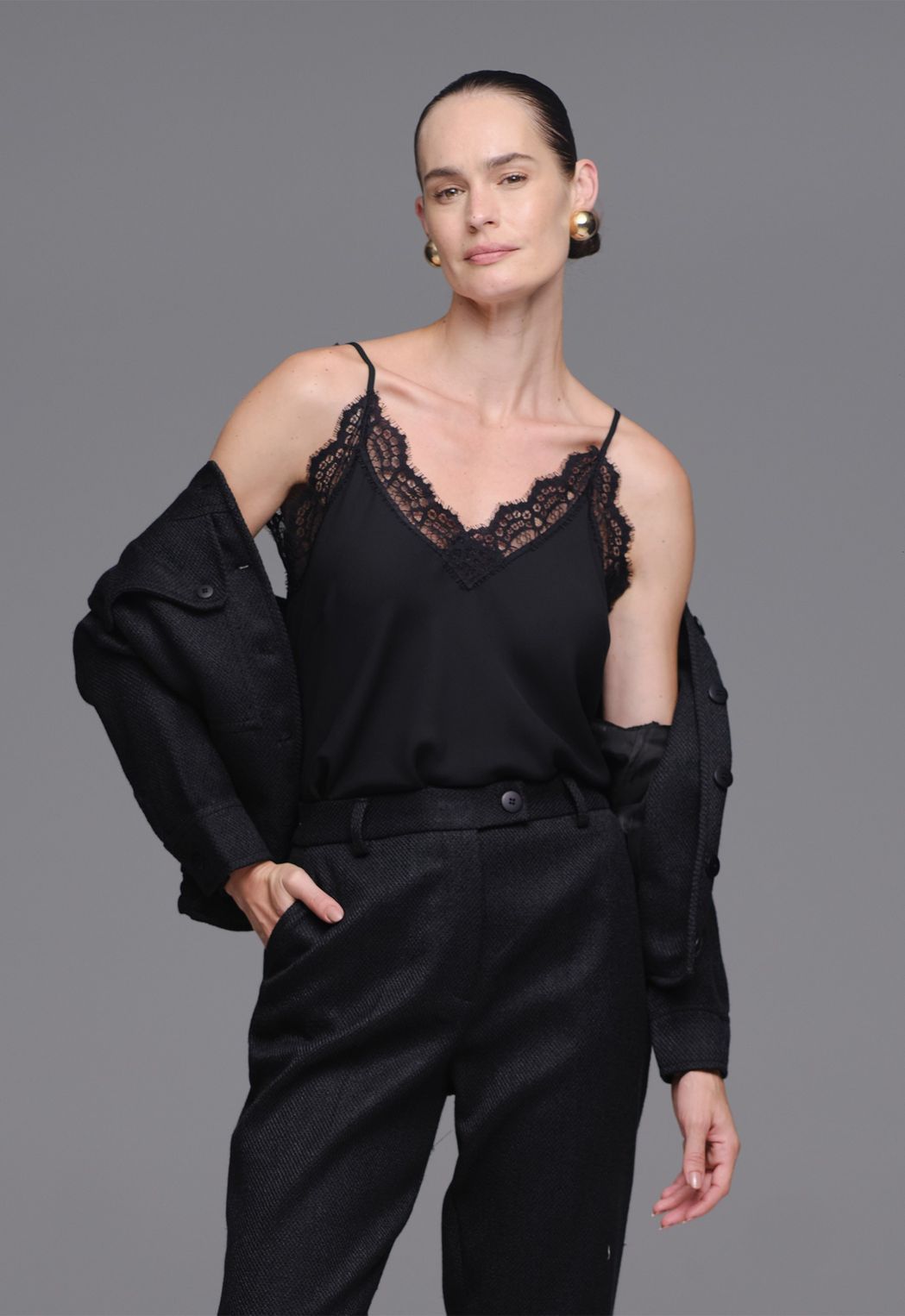 Regata Renda Musseline Preto Vivi 