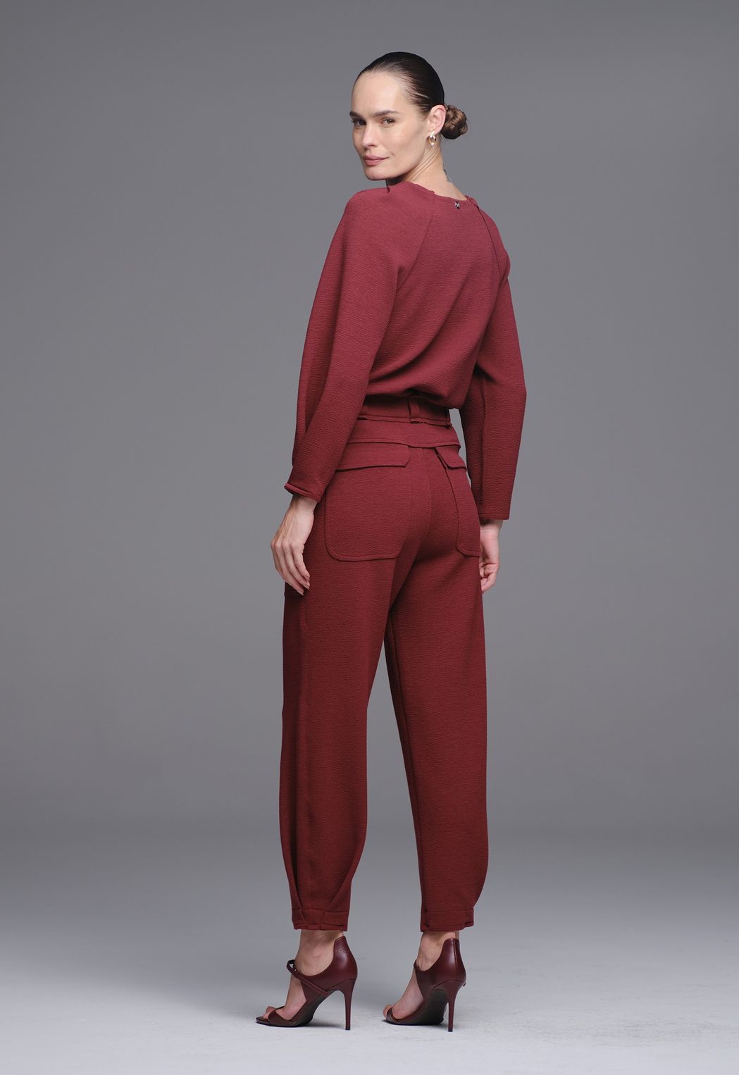 Blusa Malha Boucle Vinho Wchy