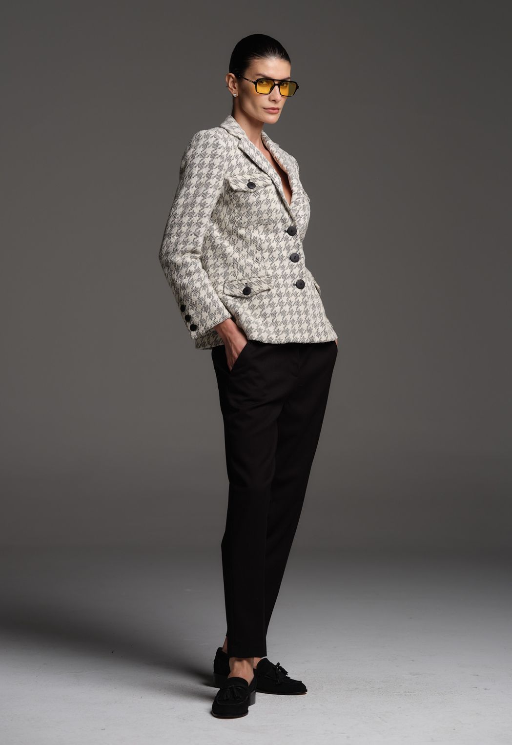 Blazer  Malha Jacquard  Pied de Coq Vivian
