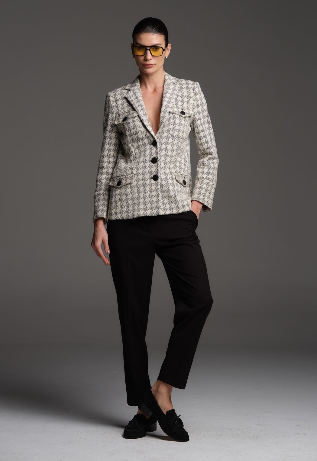 Blazer  Malha Jacquard  Pied de Coq Vivian