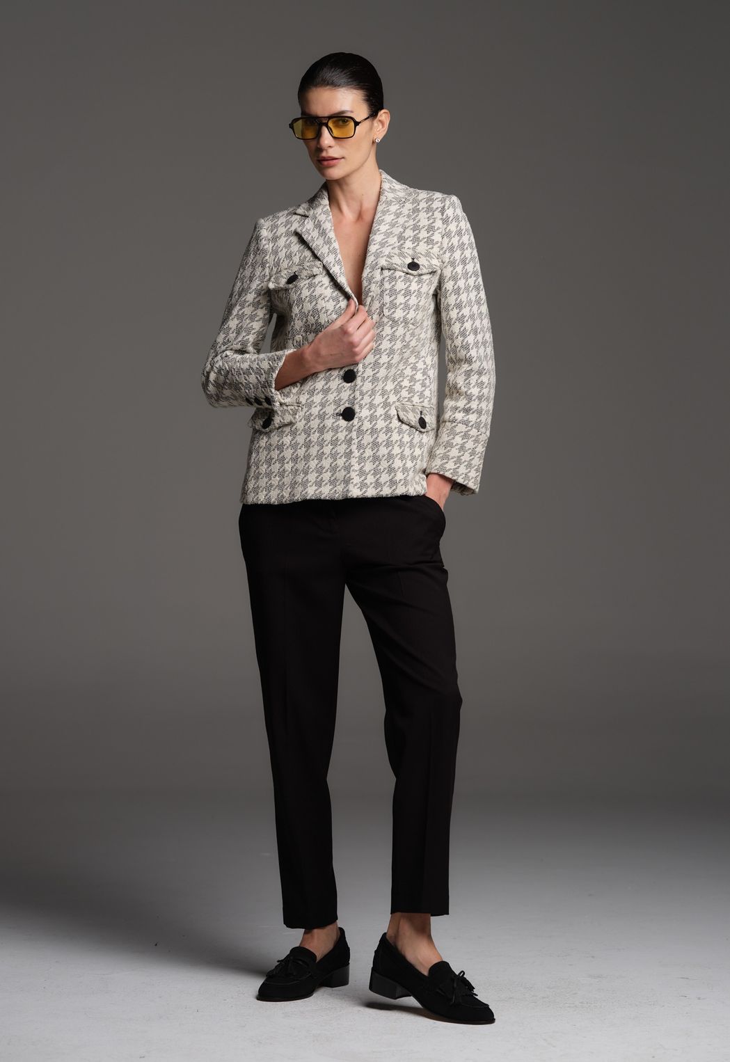 Blazer  Malha Jacquard  Pied de Coq Vivian