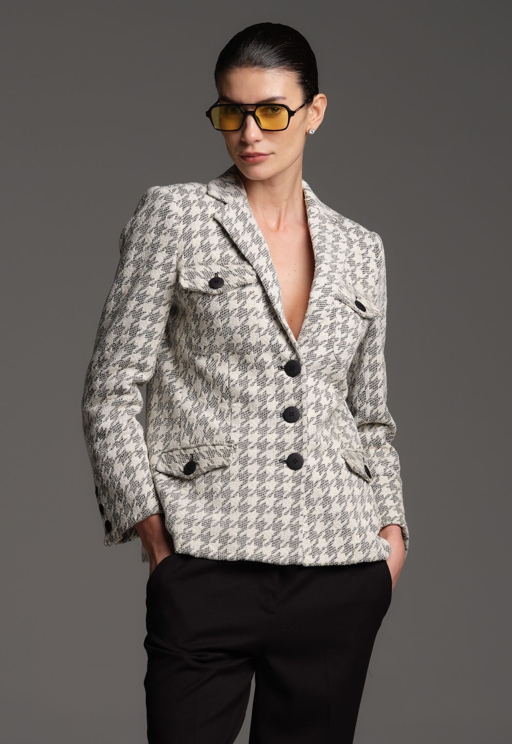 Blazer  Malha Jacquard  Pied de Coq Vivian
