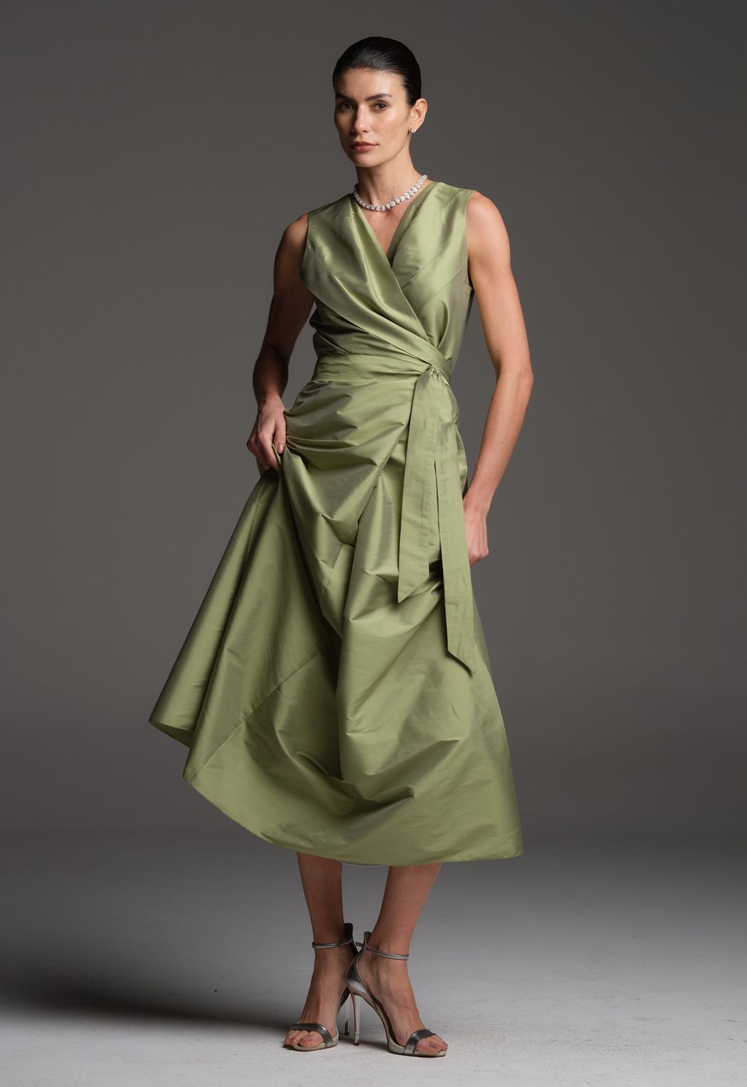 Vestido Tafetá Verde Mônica