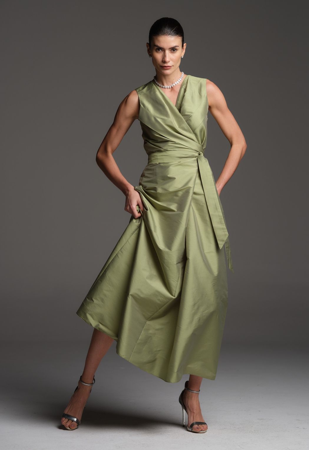 Vestido Tafetá Verde Mônica