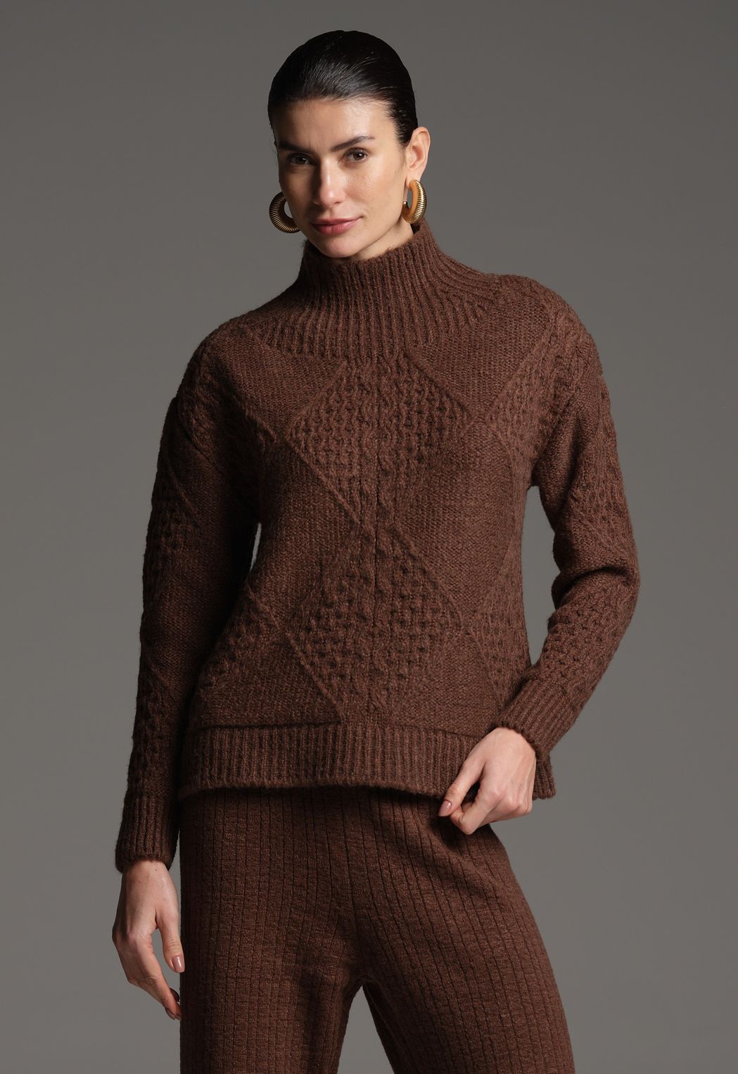 Conjunto Tricot Marrom Cacau Livia