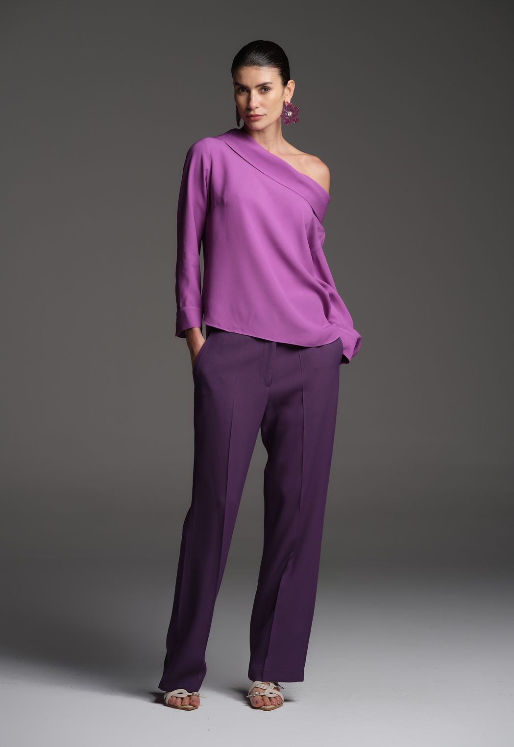 Blusa Crepe Magenta Sara