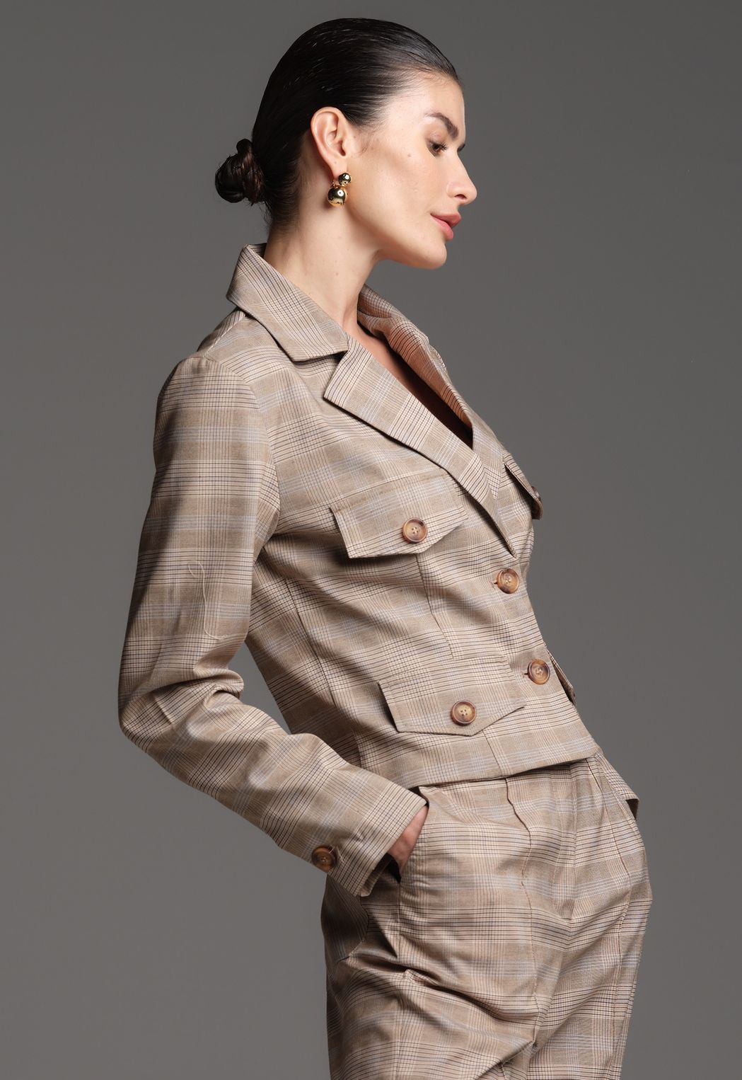 Blazer Xadrez Príncipe de Gales Marina