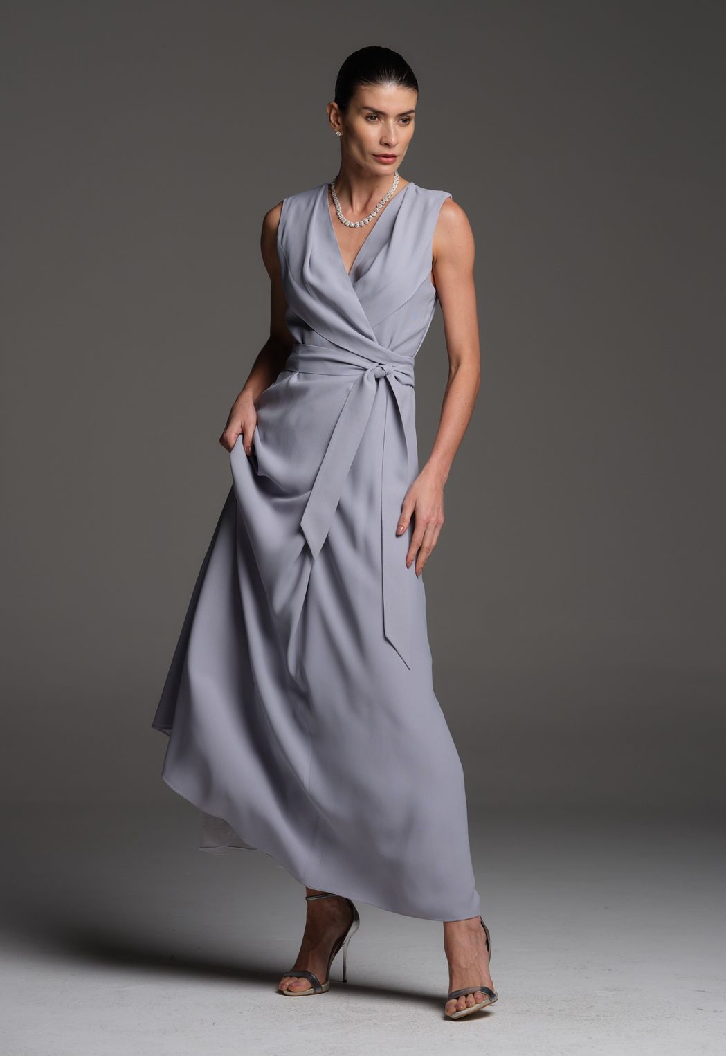 Vestido Crepe Azul Mônica