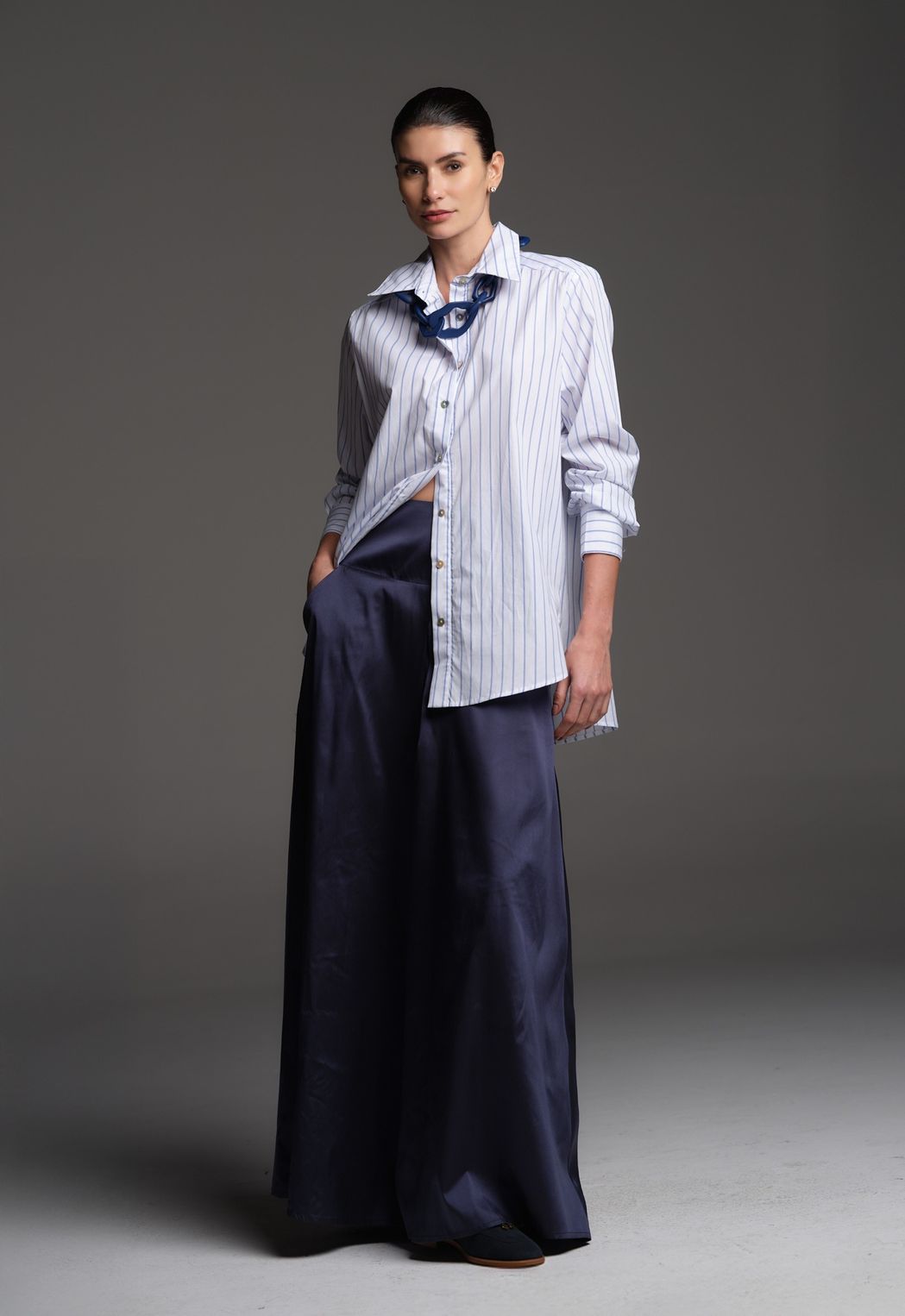 Camisa Tricoline Listrada  Maite