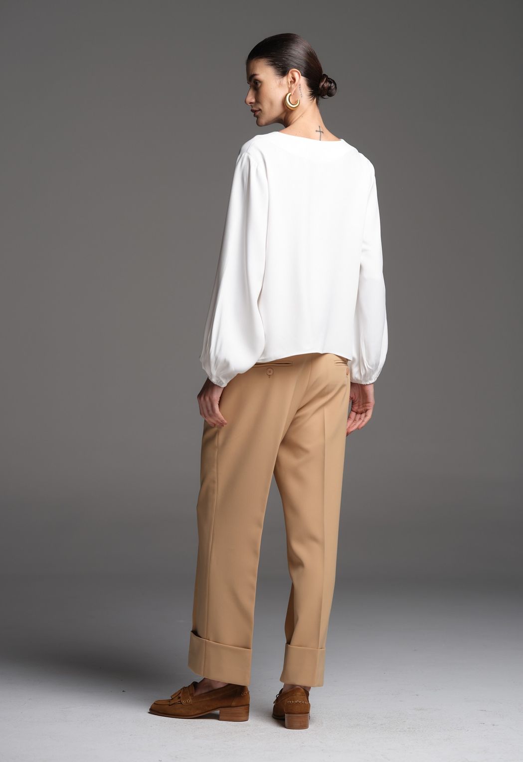 Calça Barra Italiana Camel Roberta