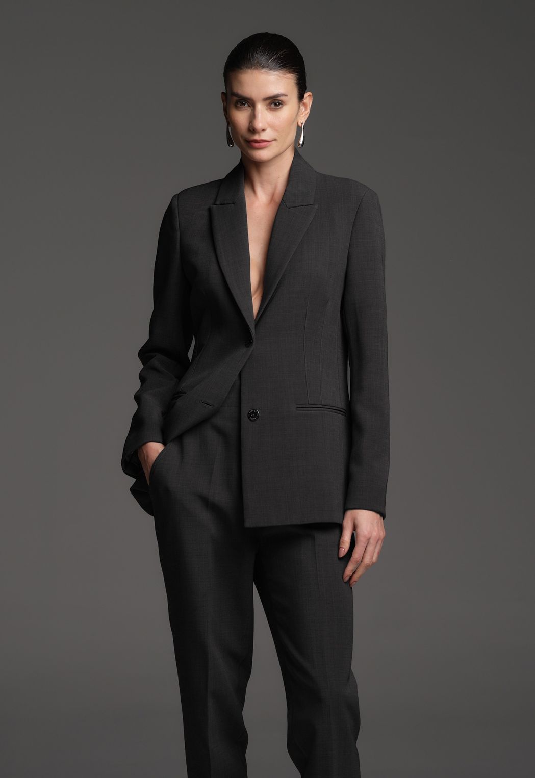 Blazer Alfaiataria Chumbo Meghan