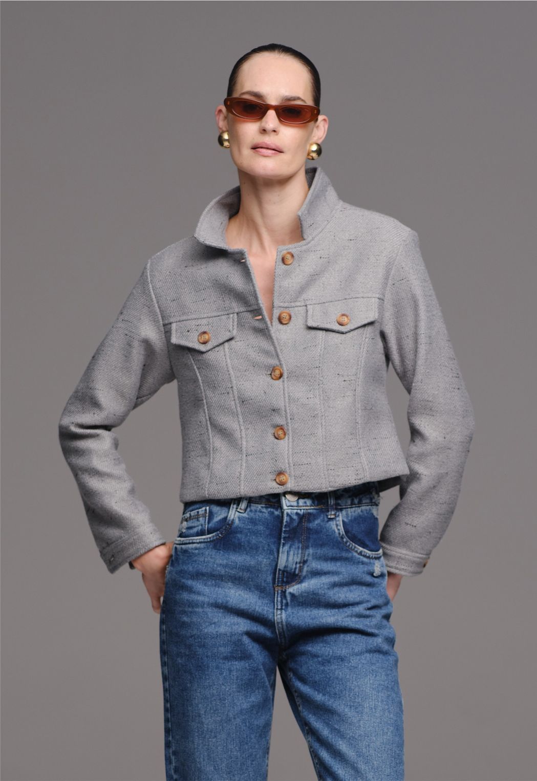 Jaqueta Tweed Verde Maitê