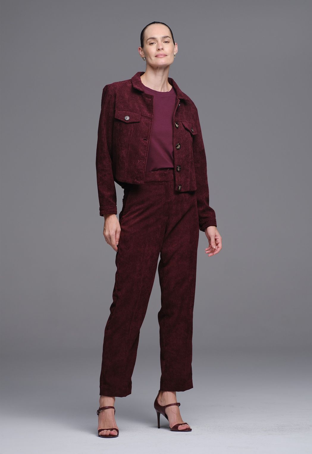 Jaqueta Veludo Cotele Burgundy Flávia