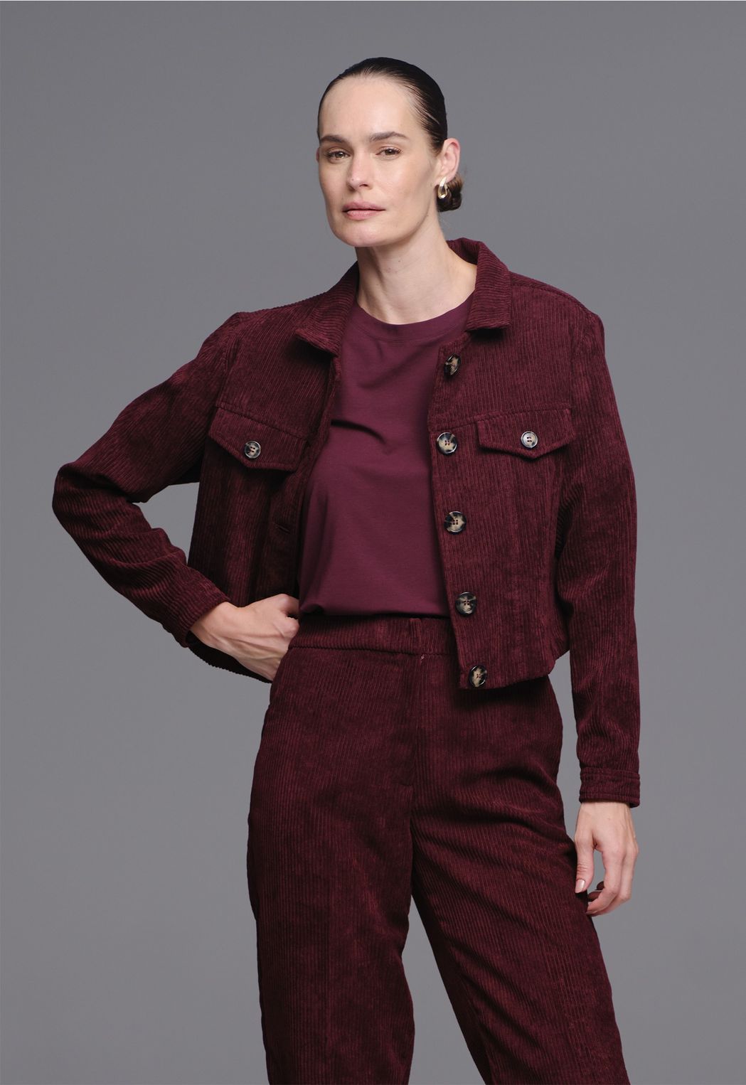 Jaqueta Veludo Cotele Burgundy Flávia