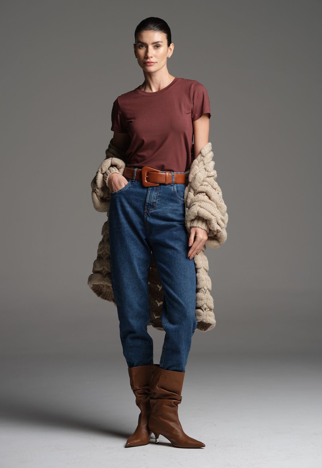 Cinto Maxi Couro Camel Vitoria