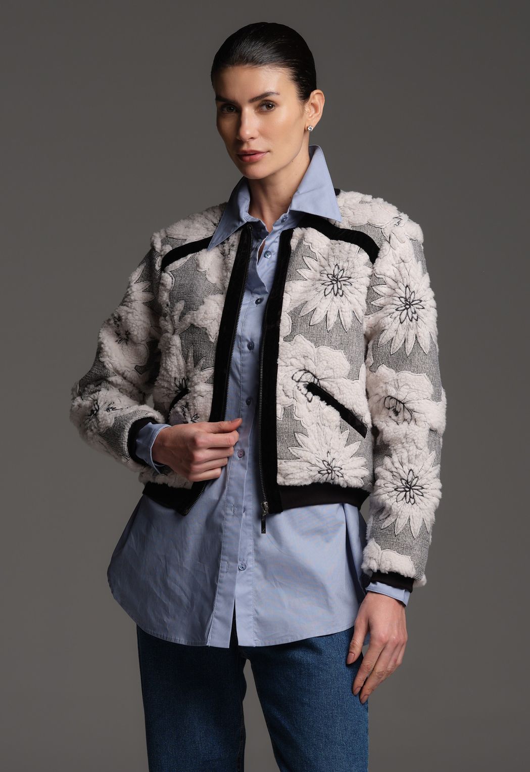 Jaqueta Bomber Com Bordado Off White Eva
