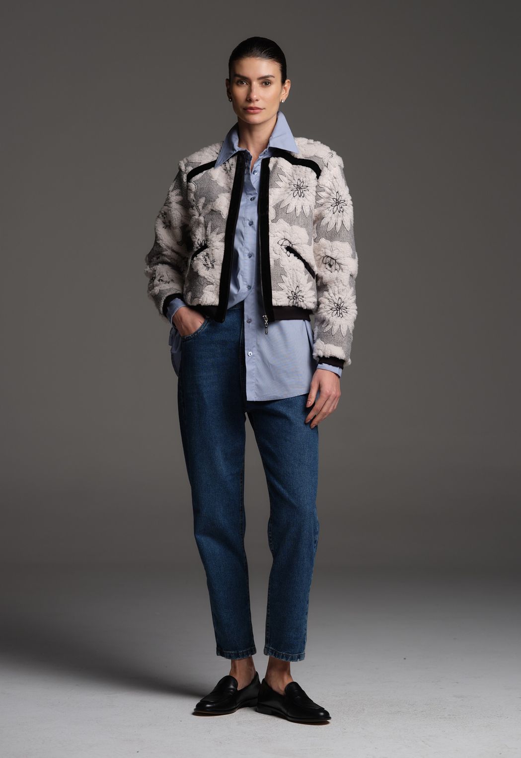 Jaqueta Bomber Com Bordado Off White Eva