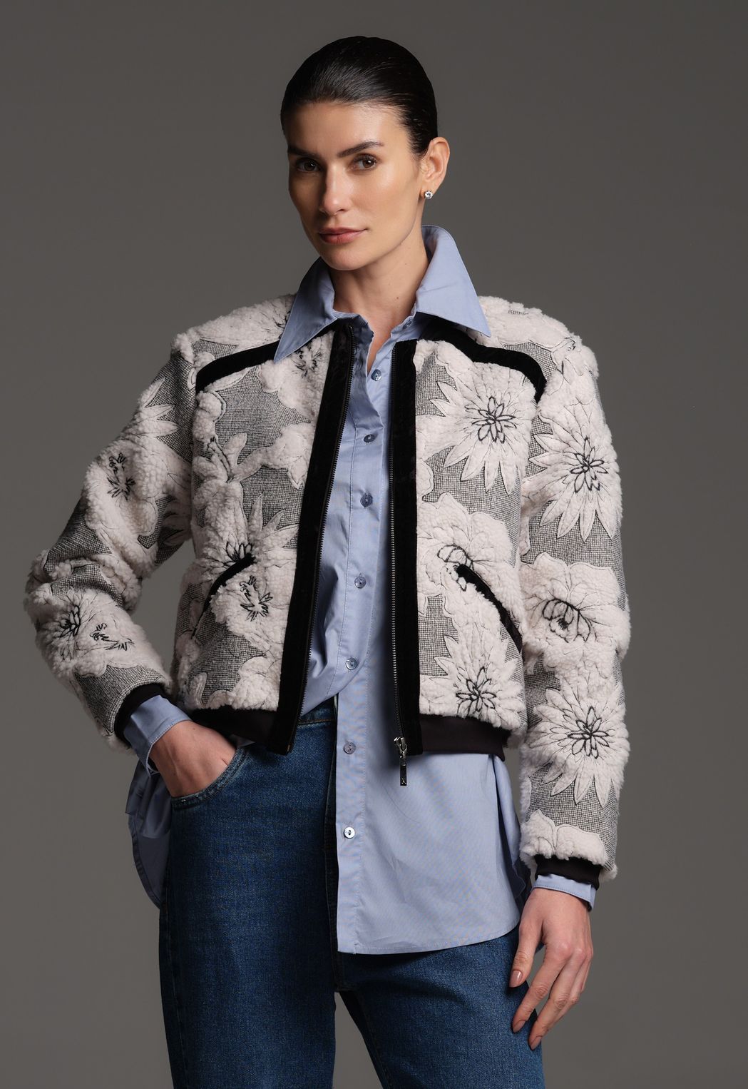 Jaqueta Bomber Com Bordado Off White Eva