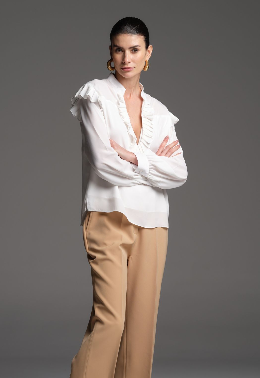 Blusa Crepe Off White Rebeca