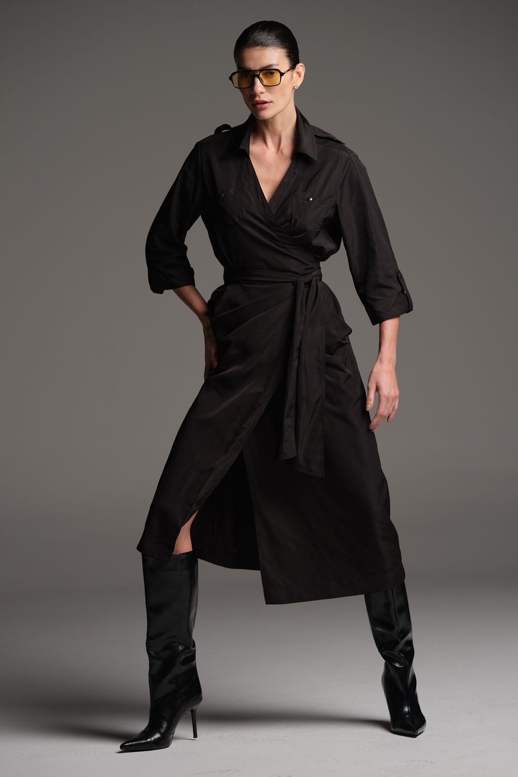 Vestido Tecido Tecnológico Preto Paula
