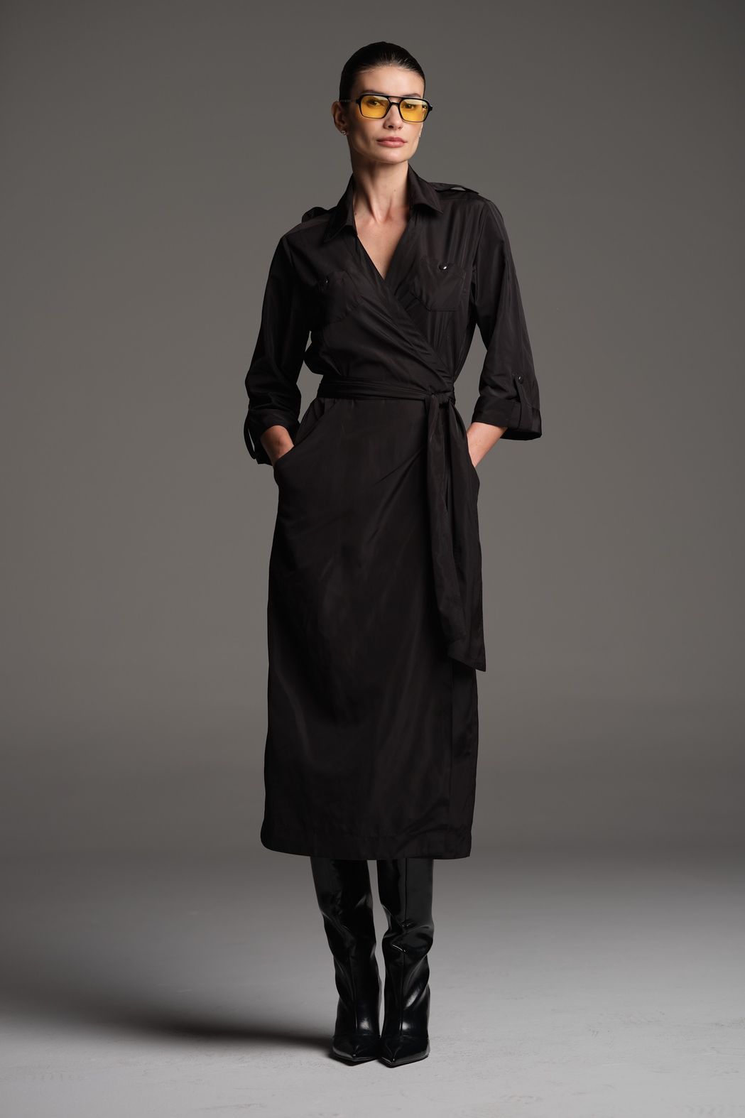 Vestido Tecido Tecnológico Preto Paula