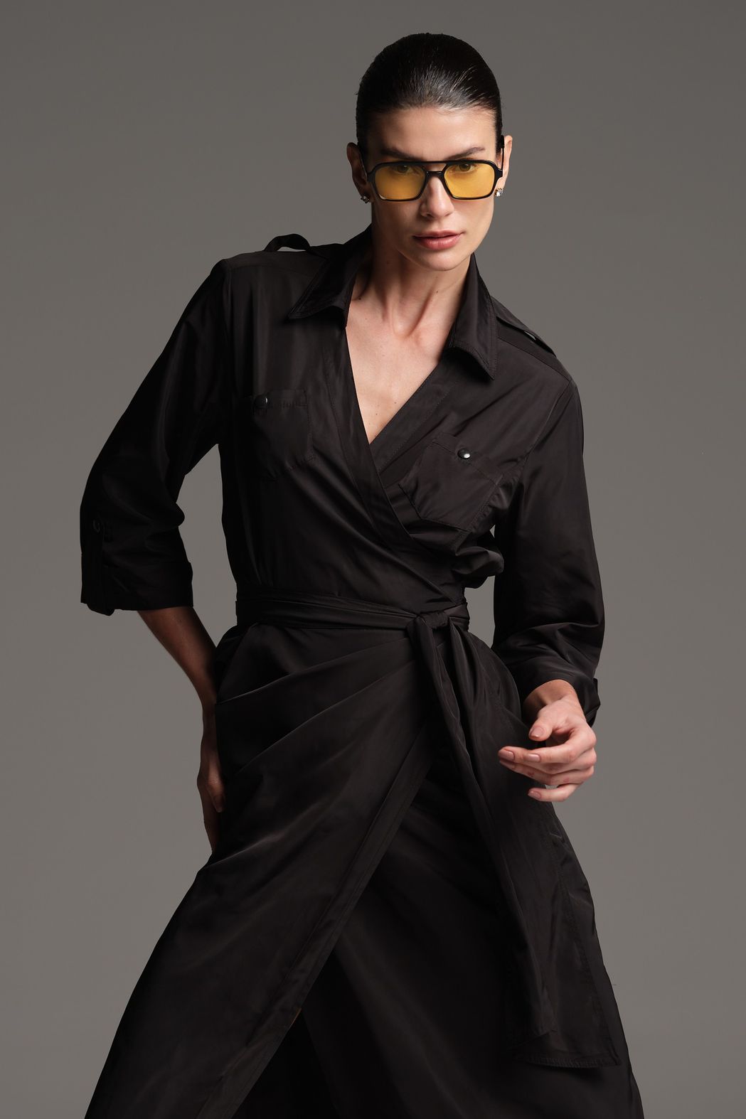 Vestido Tecido Tecnológico Preto Paula