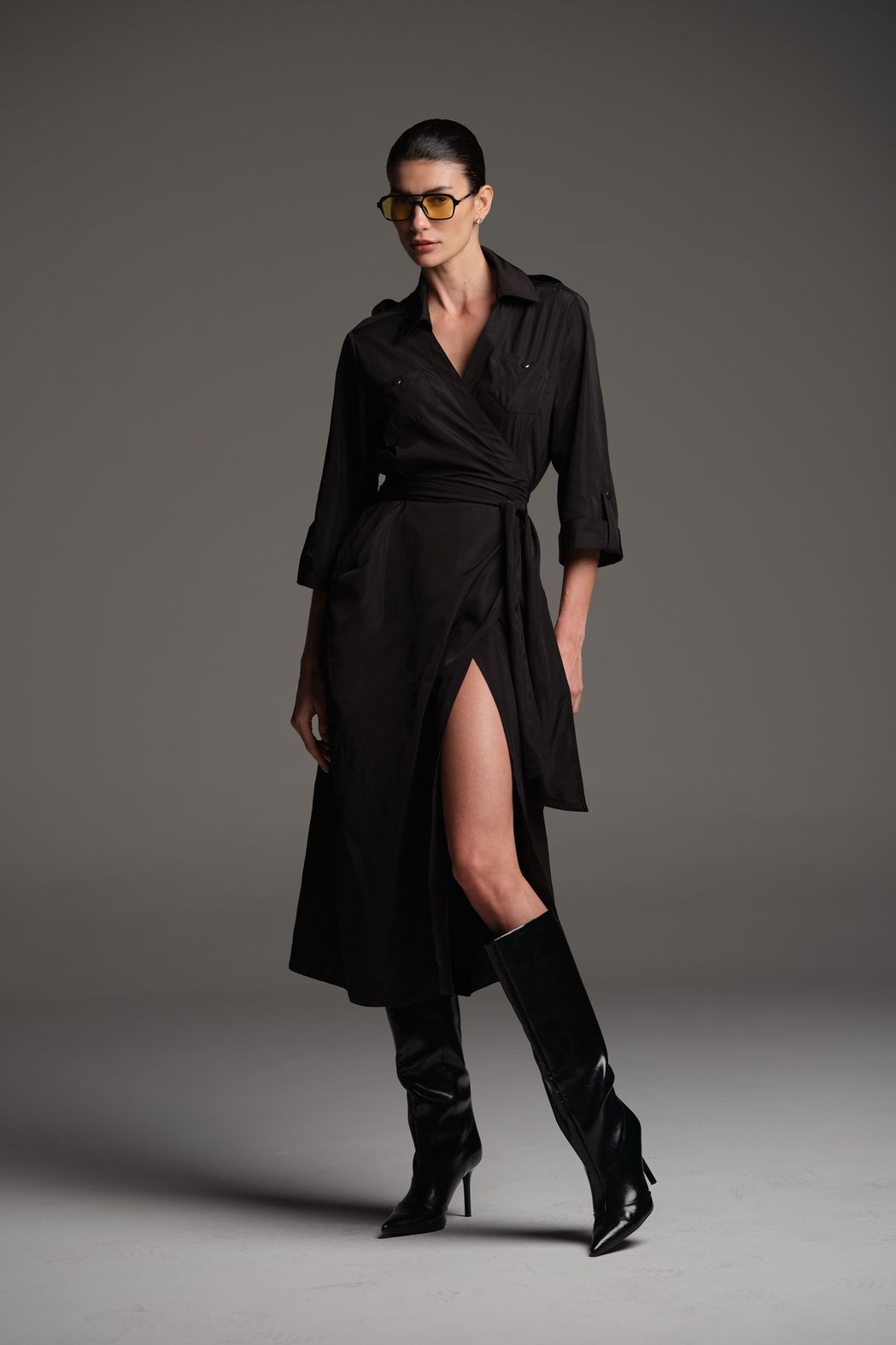 Vestido Tecido Tecnológico Preto Paula